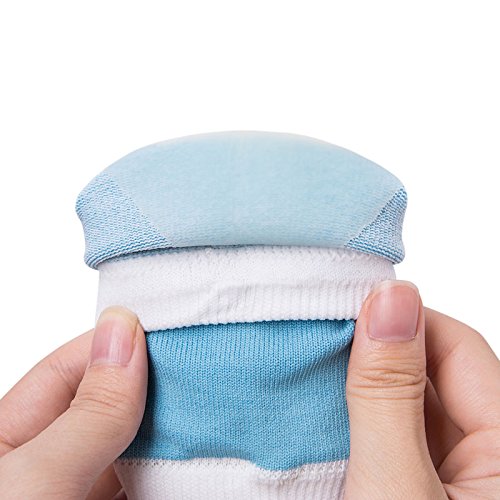 GEL Heel Socks for Dry Hard Cracked Skin Moisturizing Open Toe Comfy Recovery Socks (White-Blue)(Small)