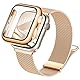 Raradev Armband mit Hülle Kompatibel mit Apple Watch 45mm, Magnetisch Metall Armband und Schutzhülle mit Hartglas für Apple Watch 9 8 7