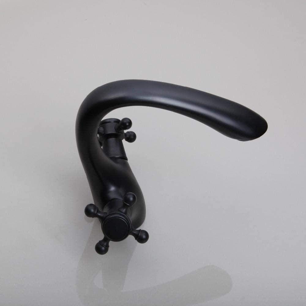 Robinet de lavabo luxe en laiton massif noir frotté et bronze pour vasque de bain