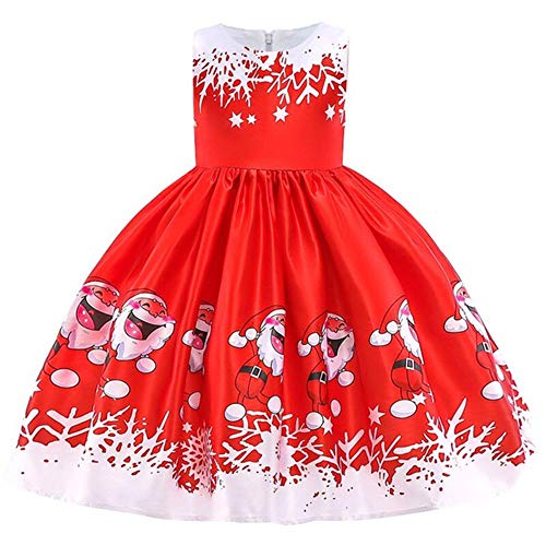 EDtara - Vestido de Navidad para niña, diseño de Copo de Nieve, Sd036b-red, 130 cm