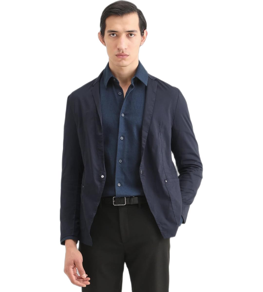 rare rabbit Men's Glaze Navy Viscose Plain Regular Fit Full Sleeve Lapel Neck Jacket-picture-13