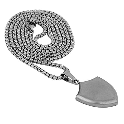 Collier acier inoxydable Akitsune anti-ternissement : pendentif bouclier géométrique - 4