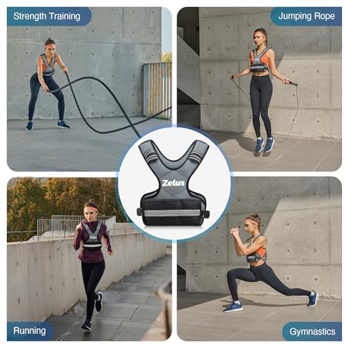 Image of ZELUS Weighted Vest for Men and Women | 4-10lb /11-20lb /20-32lb Vest with 6 Ironsand Weights for Home Workouts | Adjustable Body Weight Vest Exercise Set for Cardio and Strength Training