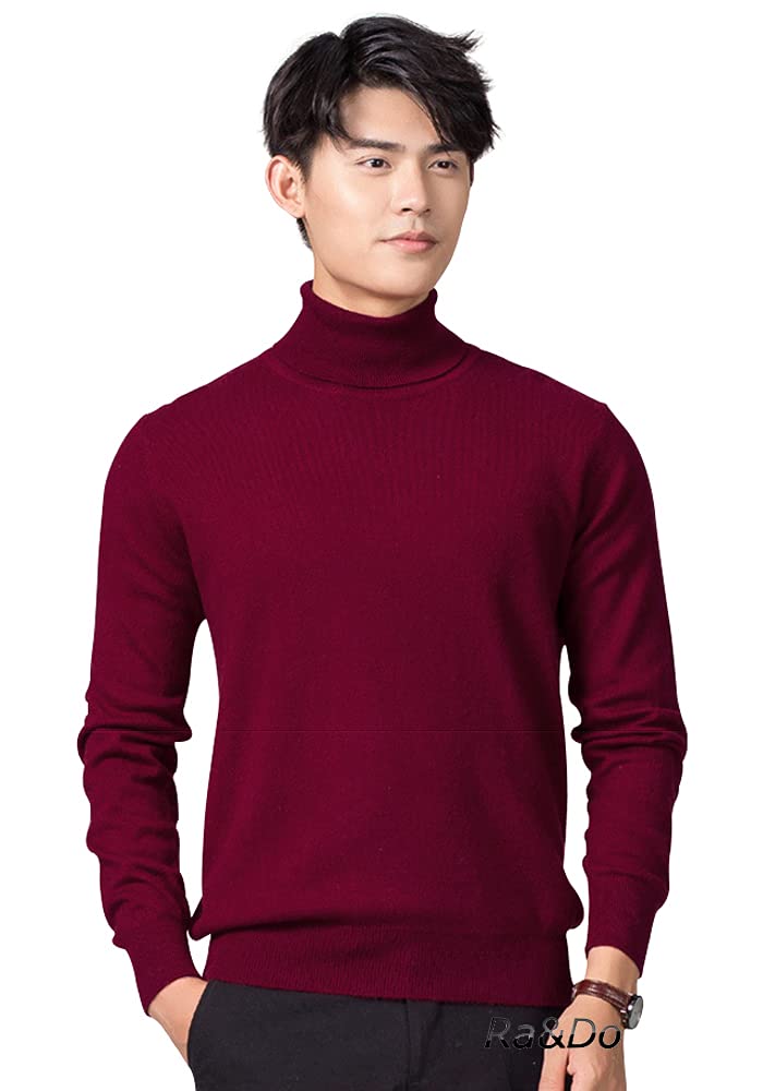 Amazon | [Ra&Do] ニット セーター メンズ タートルネック 綿 無地 暖かい カジュアル ニットセーター 春秋冬 R030 (M,  ワインレッド) | セーター 通販