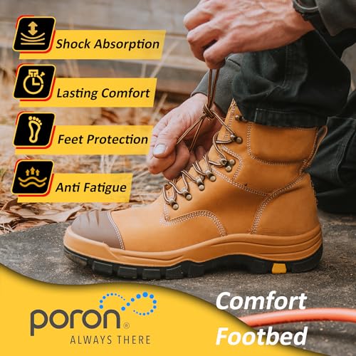 Image of Roslyn Composite Toe Side Zip Work Boots for Men, 7'' Lightweight Comp Toe Cap YKK Zipper Non-slip Rubber ASTM F2413-18 EH Safety Boot, Comfortable Wide Ankle Support Boots (CP232Z-245Z)