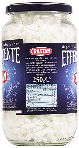 Crastan: "Effervescente" Effervescent Antacid Granules, With Lemon Juice * 7.8 Ounces (250G) Glass Jar * [ Italian Import ] #TOP2