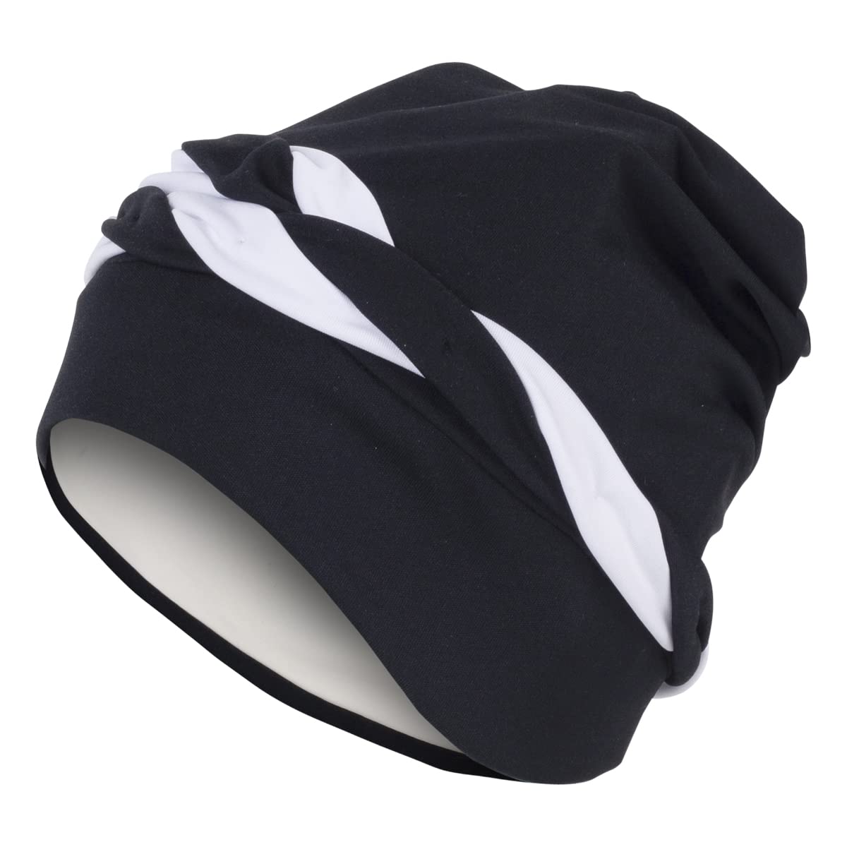 Fashy Bonnet de bain exclusif avec cordon de serrage 3493 20, noir et blanc