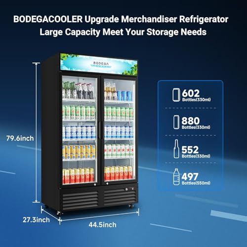 Image of BODEGACOOLER 35.4 Cu.Ft Commercial Beverage Fridge, 2 Door Display Cooler
