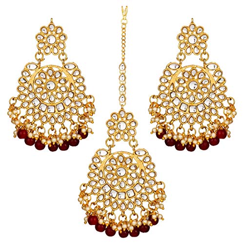 Aheli Indian Designer Traditional Dangle Earrings Maang Tikka Set Bollywood Ethnic Style Jewelry for Her