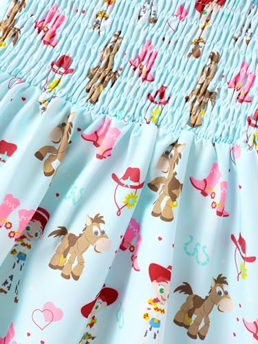 Image of Disney Princess Frozen Elsa Minnie Stitch Toddler Girl Dress Bow Tie Straps Smocked Summer Outfit Birthday Party Clothes 2-9Y