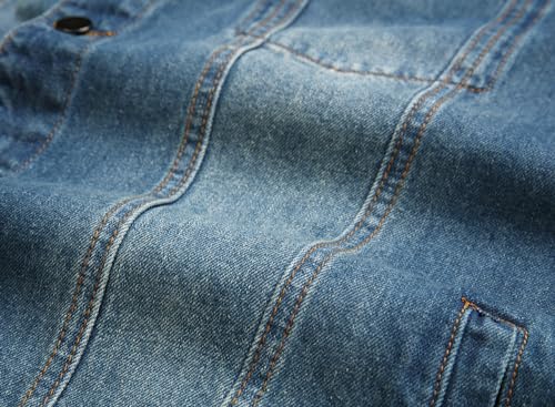 Image of Mens Denim Jacket Ripped Slim Jean Jacket Coat for Men