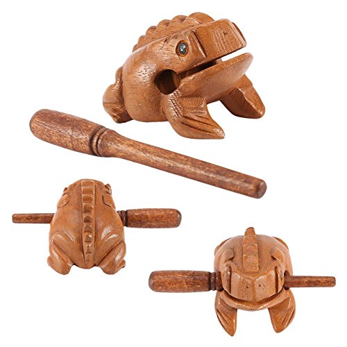 idalinya Wood Percussion Traditional Craft Wooden Lucky Frog Croaking Musical Instrument Home Office Decor Stress Relief Toy (10.6CM) - Thumbnail 4