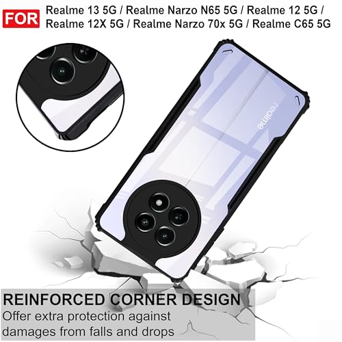 Image of Zapcase Back Case Cover for Realme 13 5G | Compatible for Realme 13 5G Back Case Cover | Clear Case with Camera Protection | (TPU + PC | Matte Black)