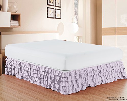 Elegant Comfort Luxurious Premium Quality 1500 Thread Count Wrinkle And Fade Resistant Egyptian Quality Microfiber Multi-Ruffle Bed Skirt - 15Inch Drop, Queen, Lilac/Lavender #TOP1