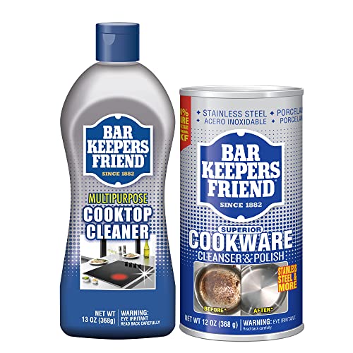 Bar Keepers Friend Cooktop Cleaner 13 oz Multipurpose Liquid Stovetop Cleanser Cookware Cleanser Polish 12 oz Stainless Steel Cleaner Degreaser for Pots Pans Bakeware Grills