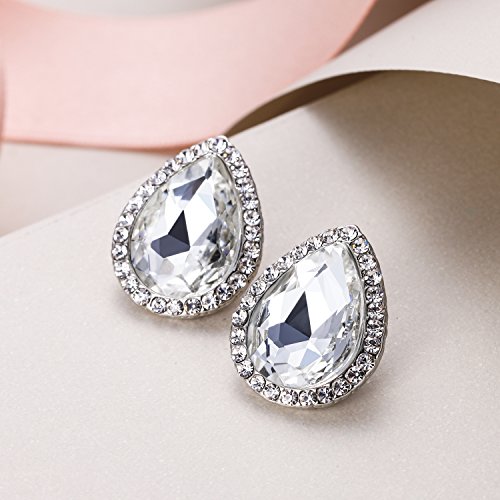 EVER FAITH Women's Austrian Crystal Wedding Teardrop Stud Earrings3