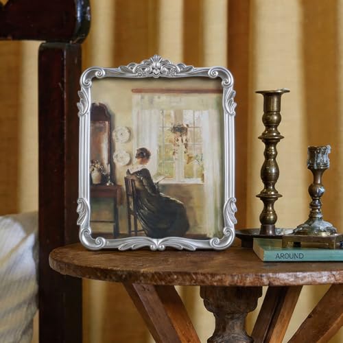 Image of Vintage Picure Frames 8x10 Antique Victorian Silver Frame Wall Decor