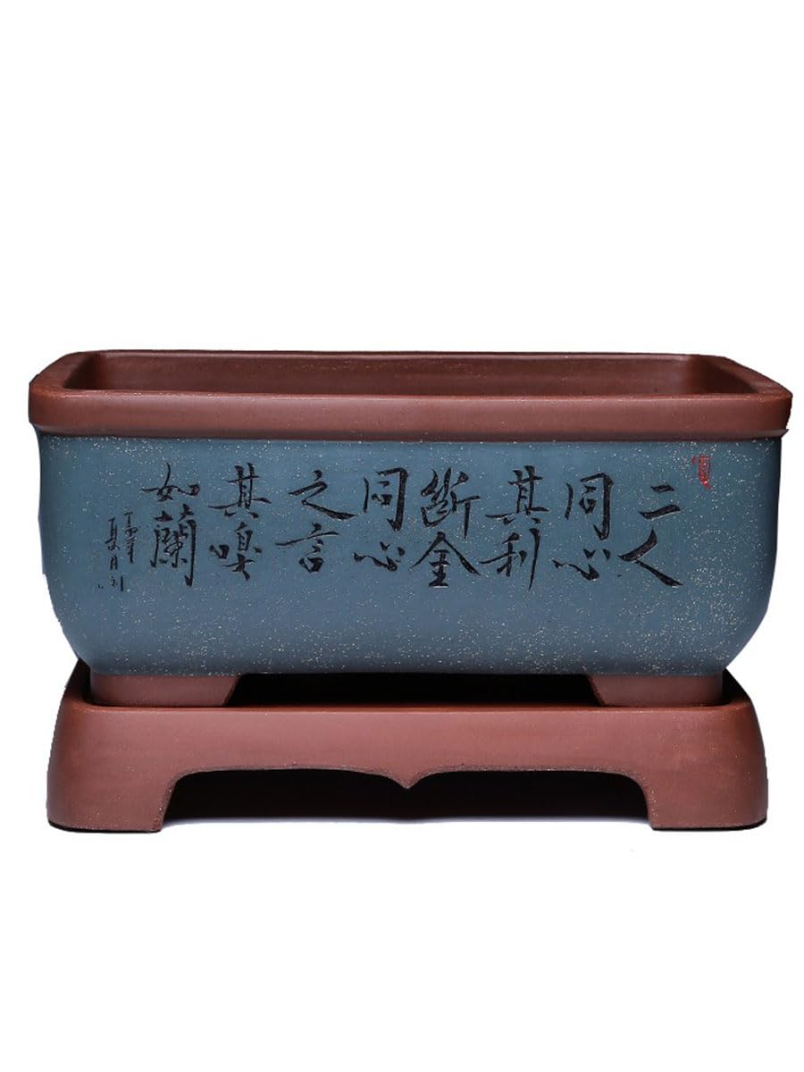 GELASIGE Flower Pots Rectangular Alabaster Planter Ceramic Bonsai Pot With Trailer Living Room Indoor Succulent Pot Container Outdoor Flower Pots