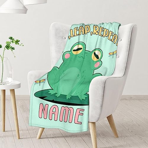 Mercuryelf Custom Frog Throw Blanket - Soft, Fuzzy & Warm - 30x40 Inches Small Blankets for Lap, Crib - Light Green Funny Throws Gift for Baby