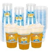 QZYL 50 PCS Oktoberfest Party Supplies, Disposable Blue White Checkered Cup, 14 OZ Party Plastic ...