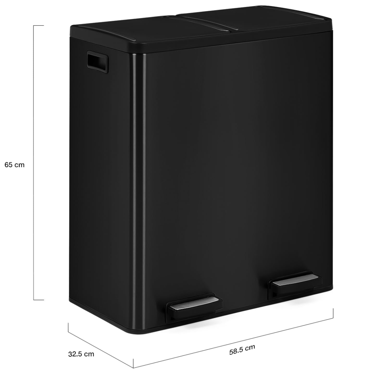 IDMarket - Bidone da cucina a selezione selettiva 2 x 30L nero 2 secchi estraibili e pedali in metallo