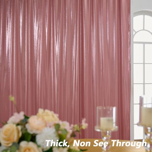 Image of 10x10 ft Wrinkle Free Rose Gold Sequin Backdrop Curtain for Parties,Thick Not Fall-Off Glitter Backdrop Drapes,2 Panels 5x10ft Shimmer Photo Back Drop Cloth for Wedding Birthday Photography Background