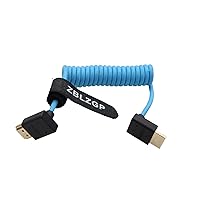 Vista 22 de Cable HDMI en espiral 8K ángulo derecho izquierdo tipo A HDMI 2.1 Cable para cámaras Sony Canon R5 Nikon Blackmagic Pocket Cinema