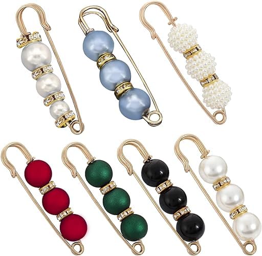 Pearl Brooch Buttons Pearl Scarf Brooch Sweater Shawl Waist Pants Extender Safety Pins Clip Double Rhinestones Collar Brooches Dress Skirt Perfect for Decoration and Design Pack of 12, Multi (B0CVQCWW3D) Amazon Price History, Amazon Price Tracker