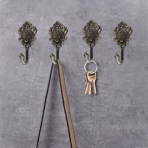 Hicello SZ070030012632RK-2 2Pcs Curtain Tiebacks Hook Vintage Bronze Rose Pattern Carved Wall Hooks Key Hook Clothes Hanger Bathroom Bedroom Multi-Function Decorative Hook thumb #4
