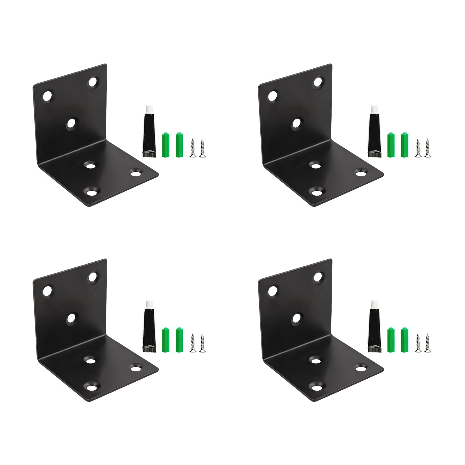 CUNZJIA 4Pcs Heavy Duty Stainless Steel Shelf Brackets L Shaped Corner Brace for Furniture Reinforcement and Wall Mounting