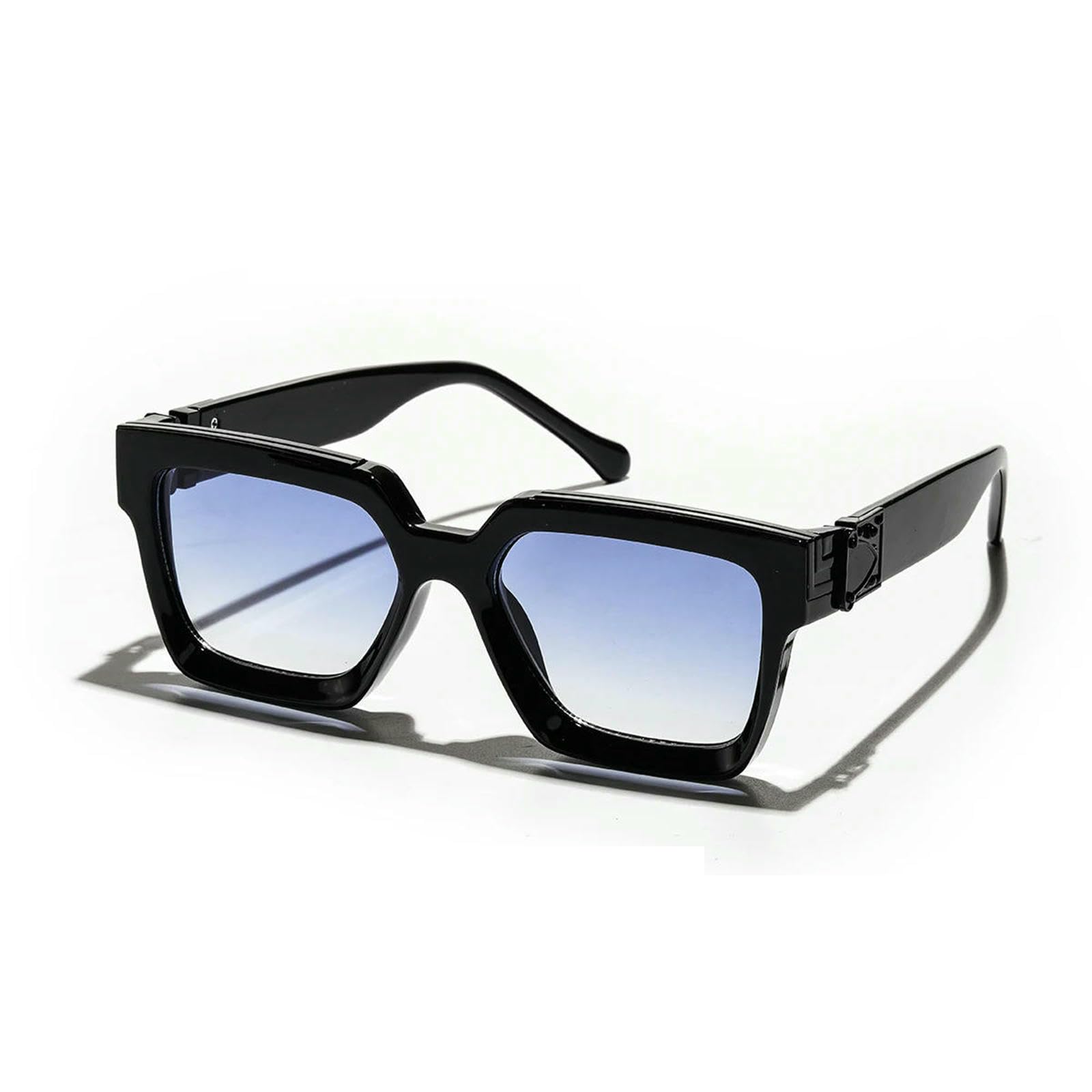 Xynm Unisex Medium Black Blue Sunglasses Square Polarized Sunglasses, Uv400 Retro Frame Shades For Outdoor Driving Wear-Ships Within 24H