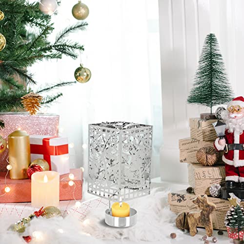 Indoor Candle Stick Rotating Candle Holder Christmas Carousel Candlestick Tealight Holder Romantic Candle Spinner For Holiday New Year Party Wedding Silver #TOP5