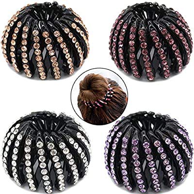 JAGMOOLYA Products Ponytail Hairpin Curling Iron, Rhinestone Bird's Nest Hairpin Ball Hair Clutcher Expandable Ponytail Holder Bird's Nest Shaped Hair Clips Claw Clamp for Girls and Women (Pack of1) 1