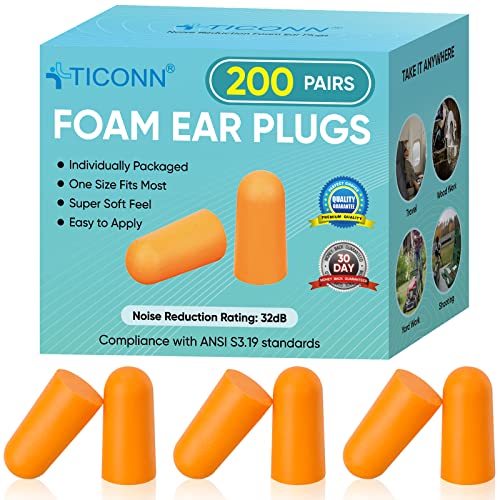 Ticonn 200 Pairs Ear Plugs, 32Db Noise Reduction Earplugs For Sleeping Hearing Protection Travel Study Concentration Construction Site  thumb #7