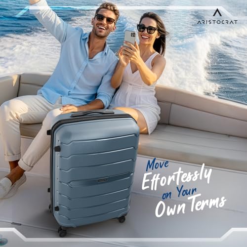 Image of Aristocrat Liberty 8-Wheel Large Size Hard Case Trolley Bag, Spanish Blue