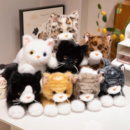 Image of PEACH CAT Cat Stuffed Animal 12 inch Realistic Kitten Plushies Soft Plush Toys Gifts for Kids Black