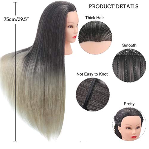 26\" Cosmetology Mannequin Head with Hair, Mcwdoit Mannequin Manikin Head Hair Practice Cosmetology Hair Doll Head Styling Hairdressing Training Braiding Heads with Clamp Holder and Tools - Thumbnail 5