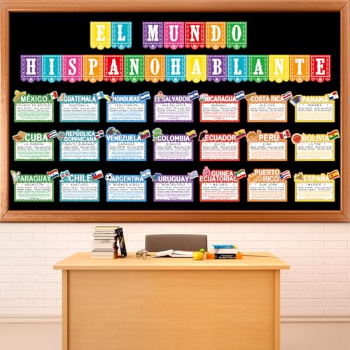gisgfim Spanish-Speaking Country Bulletin Board Decorations Spanish Classroom Paper Cutouts Latin American Countries Bulletin Board Set for Students Teachers Educational School Decor Supplies