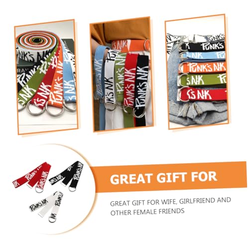 3pcs Double Ring Canvas Web Belts for Women and Men Adjustable Waistband Iron Buckle Stylish Letter Print Casual Pants Accessories3