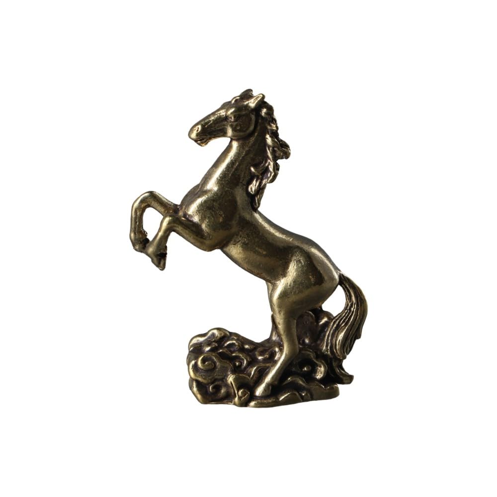 PokingeBrass Horse Statue - Chinese Style Zodiac Horse Figurine - Desktop Decor - Handcrafted