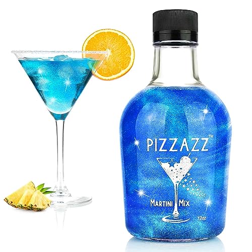 Pizzazz Blue Envy Martini Mix with Edible Glitter For Drinks (12oz) - Premium Drink Mixers for Cocktails, No Mess Cocktail Drink Glitter Mixer, Bar Essentials For Mixology - Bunco Party Supplies