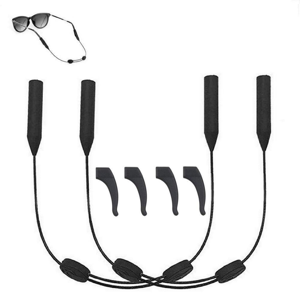 Eyeglass Retainer, No Tail Eyeglasses and Sunglasses Holder Strap with 4 Anti-Slip Hooks