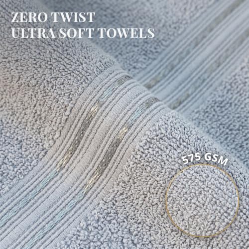 Image of LANE LINEN Luxury Bath Towels Set - 1 Piece, 100% Cotton Bathroom Towels, Zero Twist, Quick Dry Absorbent Bath Towel, Super Soft Gym Towel - Silver