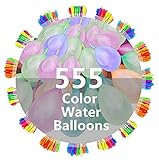 Water Balloons, RQUKWRD 555 PCS Quick Fill Self Sealing Water Baloons Set Pool Party Toys for Kids Adult, Easy Fun Summer Outdoor Water Bomb Fight Games Balloons Set Party Games