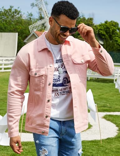 Image of Bindefon Denim Jackets for Men Trucker Jean Jacket Unlined Coats Spring Fall Outfits