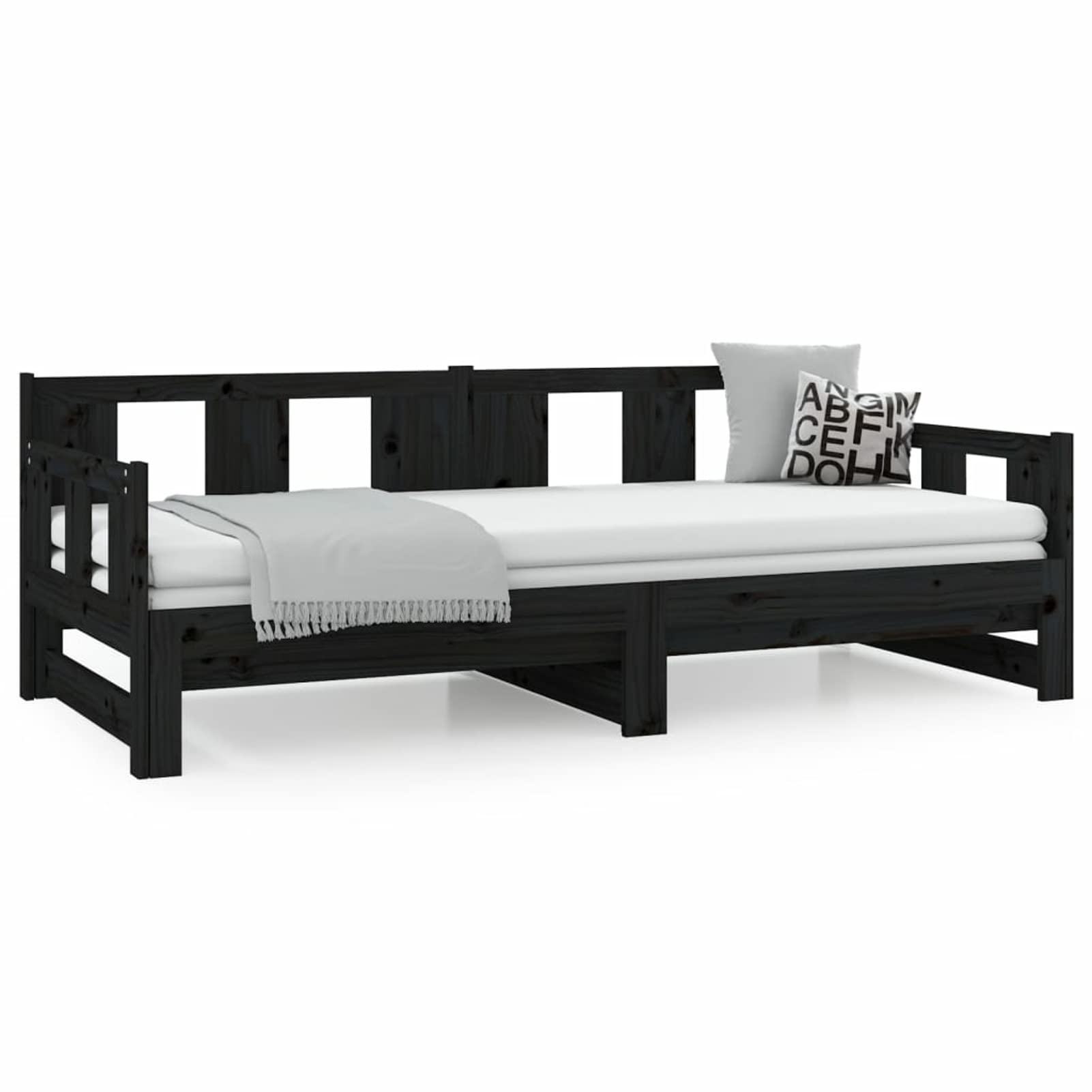 ShGaxin Letto Scorrevole Nero Legno di pino Solido 2X(80x200) cm,Letto con Sommier,Grande Telaio Per Letto,Letto Matrimoniale789