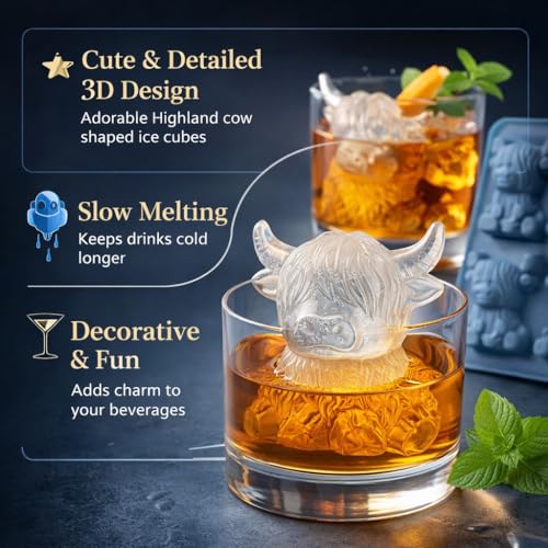 Molde para cubitos de hielo vaca Highland mini silicona miniatura 2