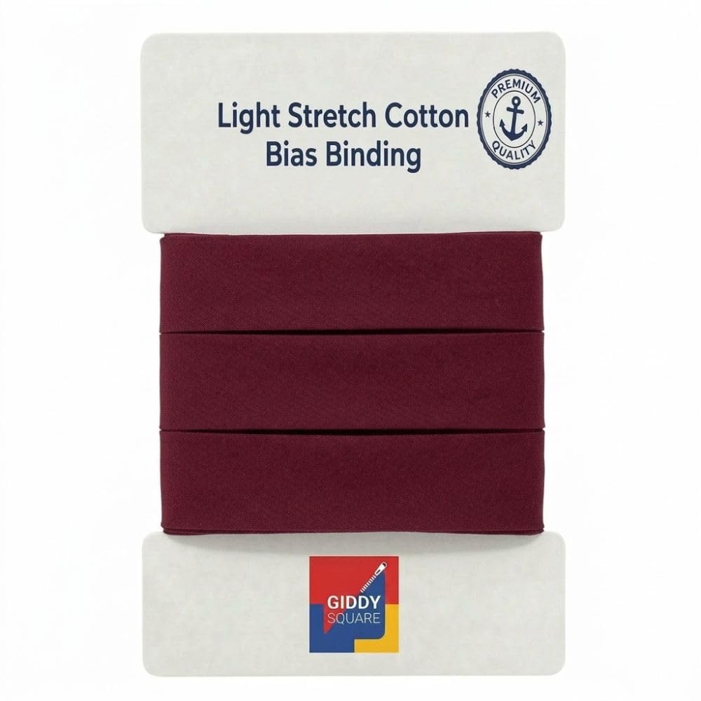Wine Stretch Cotton Bias Binding Tape for Sewing, 18mm x 5m