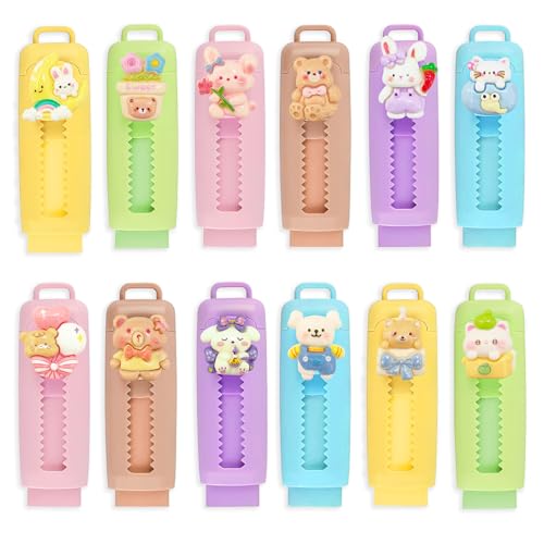 Gommes rétractables mignonnes Lot de 12 fournitures scolaires Kawaii