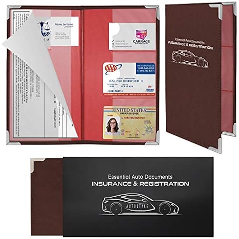 Autostyle Corner Guard Insurance Card and Registration Document Holders | Premium Wallet with Magnetic Closure (Maroon) Cover